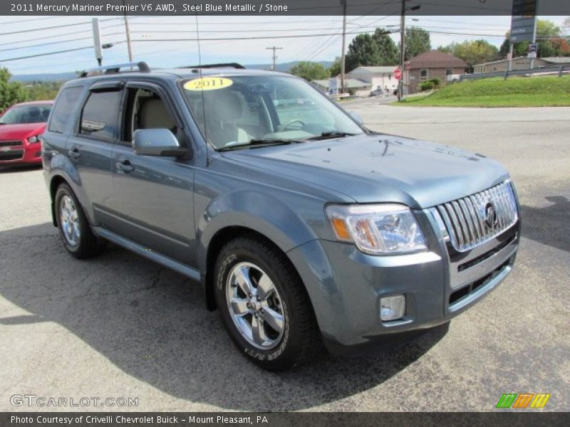 Steel Blue Metallic / Stone 2011 Mercury Mariner Premier V6 AWD