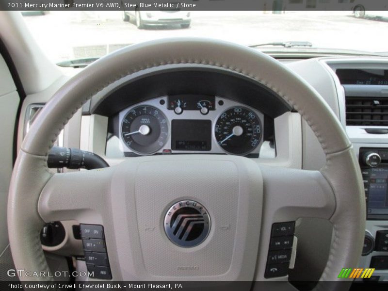 Steel Blue Metallic / Stone 2011 Mercury Mariner Premier V6 AWD