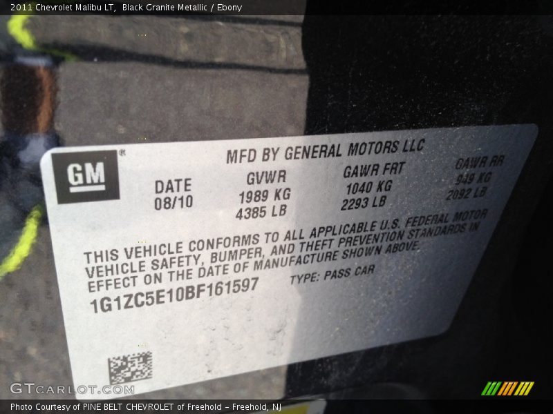 Black Granite Metallic / Ebony 2011 Chevrolet Malibu LT