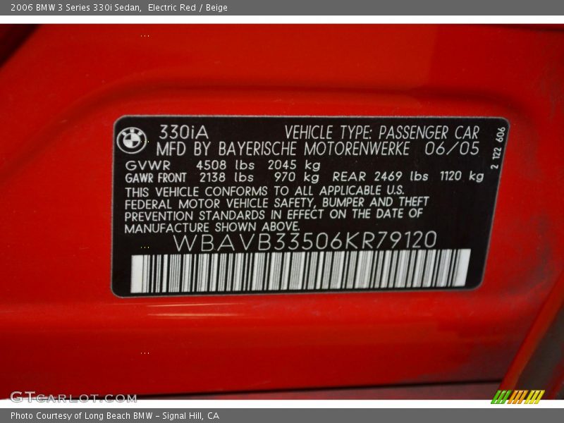 Electric Red / Beige 2006 BMW 3 Series 330i Sedan