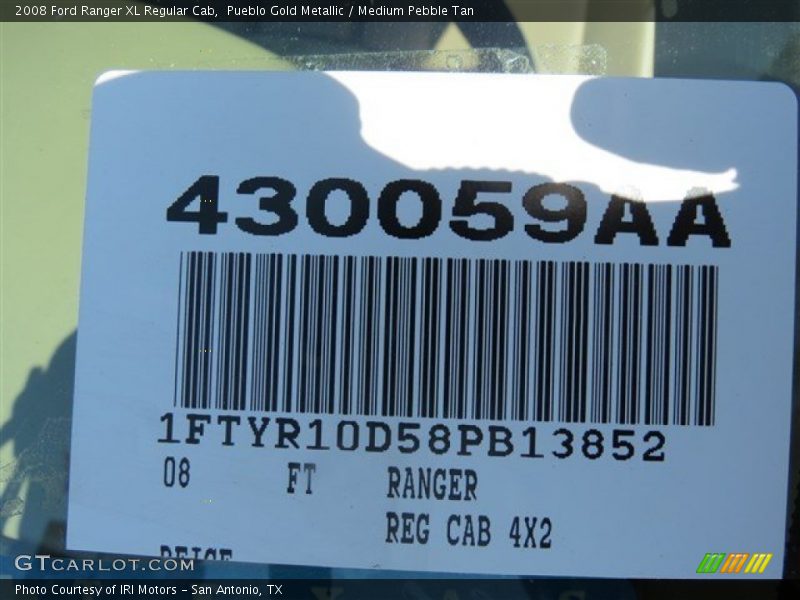 Pueblo Gold Metallic / Medium Pebble Tan 2008 Ford Ranger XL Regular Cab