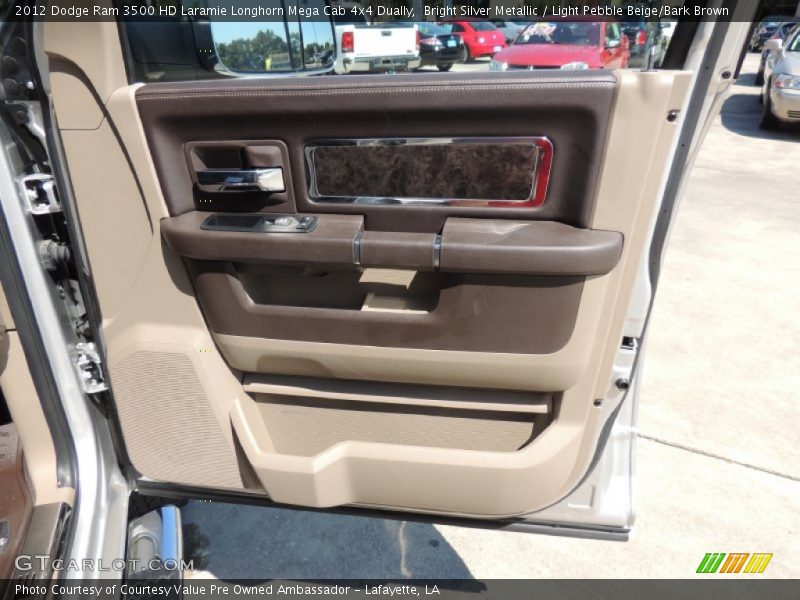 Bright Silver Metallic / Light Pebble Beige/Bark Brown 2012 Dodge Ram 3500 HD Laramie Longhorn Mega Cab 4x4 Dually