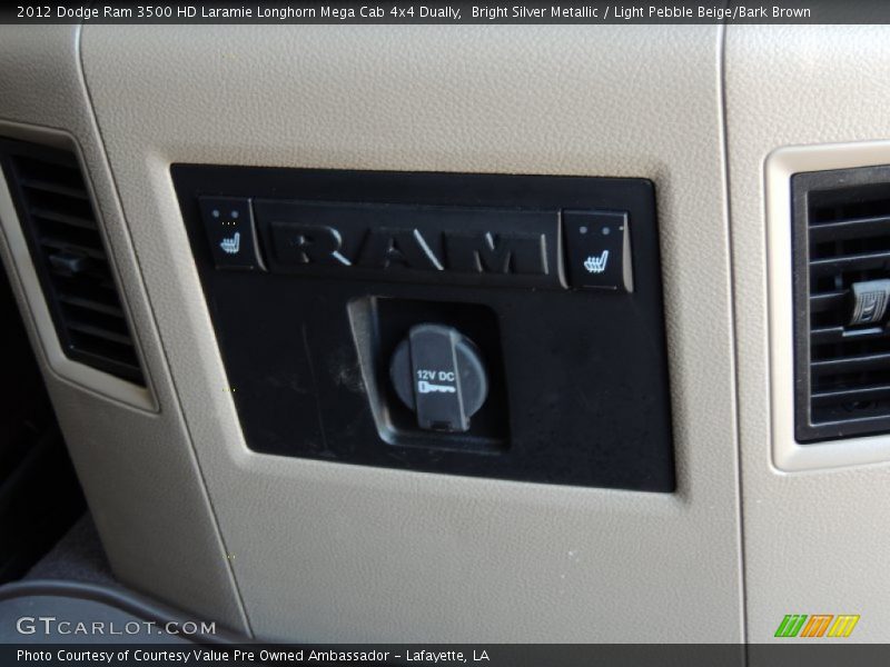 Bright Silver Metallic / Light Pebble Beige/Bark Brown 2012 Dodge Ram 3500 HD Laramie Longhorn Mega Cab 4x4 Dually