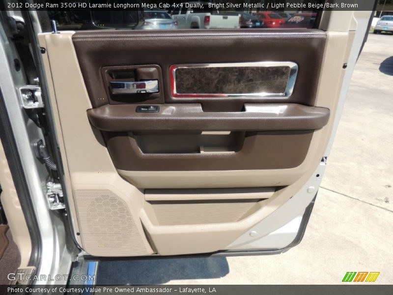 Bright Silver Metallic / Light Pebble Beige/Bark Brown 2012 Dodge Ram 3500 HD Laramie Longhorn Mega Cab 4x4 Dually
