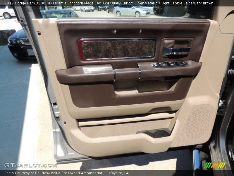 Bright Silver Metallic / Light Pebble Beige/Bark Brown 2012 Dodge Ram 3500 HD Laramie Longhorn Mega Cab 4x4 Dually