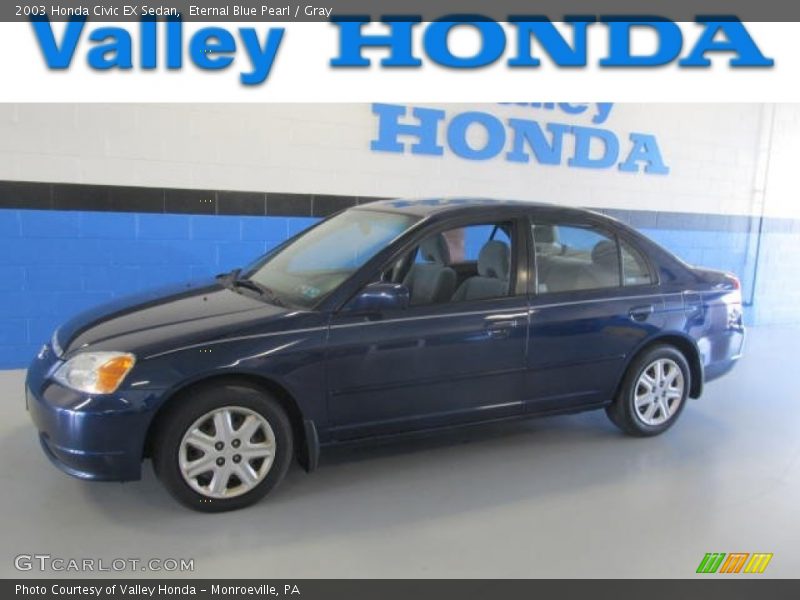 Eternal Blue Pearl / Gray 2003 Honda Civic EX Sedan