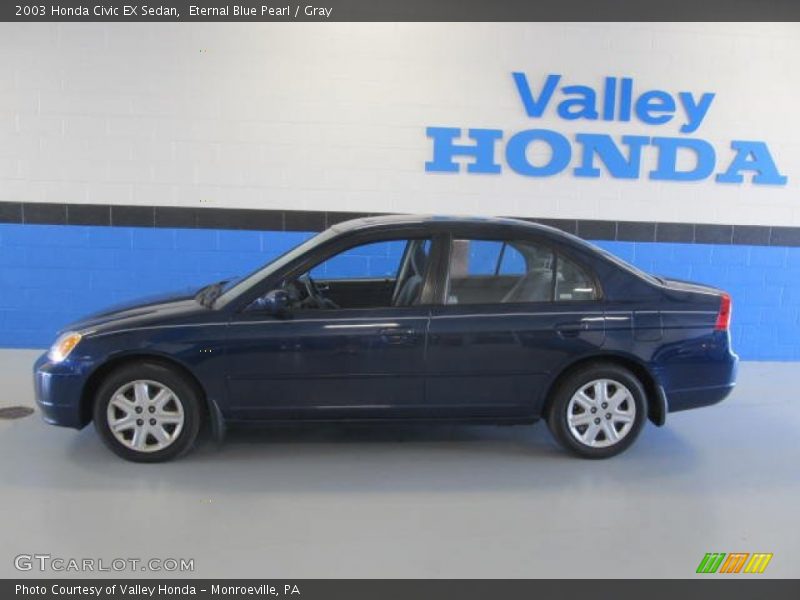 Eternal Blue Pearl / Gray 2003 Honda Civic EX Sedan