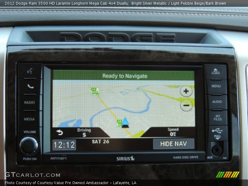 Bright Silver Metallic / Light Pebble Beige/Bark Brown 2012 Dodge Ram 3500 HD Laramie Longhorn Mega Cab 4x4 Dually