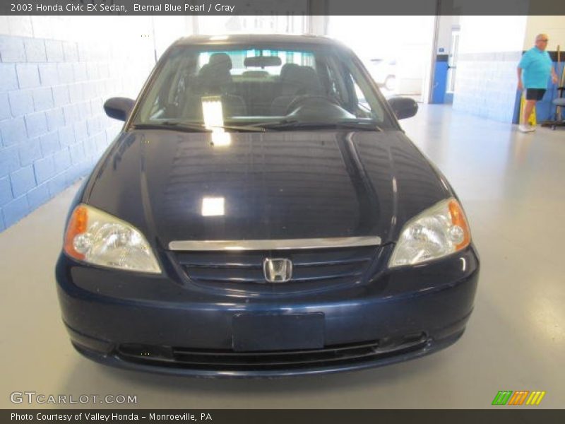Eternal Blue Pearl / Gray 2003 Honda Civic EX Sedan