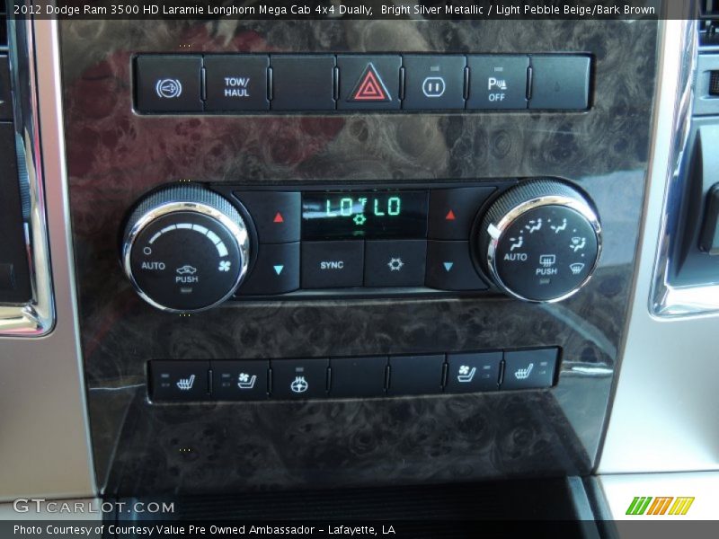 Bright Silver Metallic / Light Pebble Beige/Bark Brown 2012 Dodge Ram 3500 HD Laramie Longhorn Mega Cab 4x4 Dually