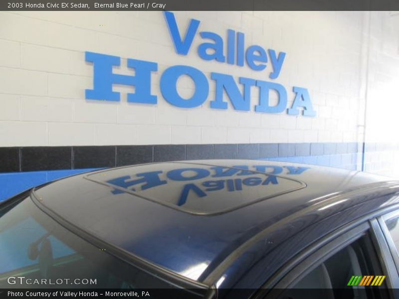 Eternal Blue Pearl / Gray 2003 Honda Civic EX Sedan