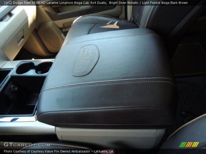 Bright Silver Metallic / Light Pebble Beige/Bark Brown 2012 Dodge Ram 3500 HD Laramie Longhorn Mega Cab 4x4 Dually