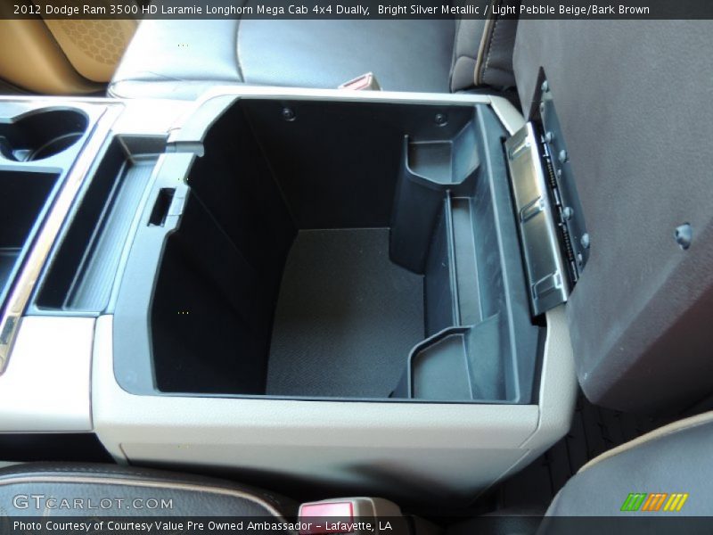 Bright Silver Metallic / Light Pebble Beige/Bark Brown 2012 Dodge Ram 3500 HD Laramie Longhorn Mega Cab 4x4 Dually