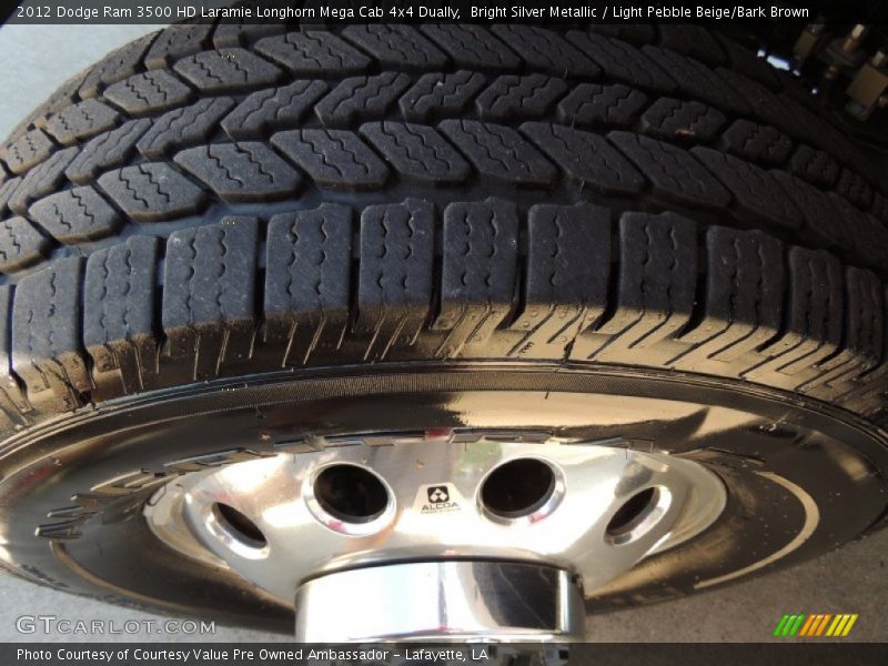 Bright Silver Metallic / Light Pebble Beige/Bark Brown 2012 Dodge Ram 3500 HD Laramie Longhorn Mega Cab 4x4 Dually