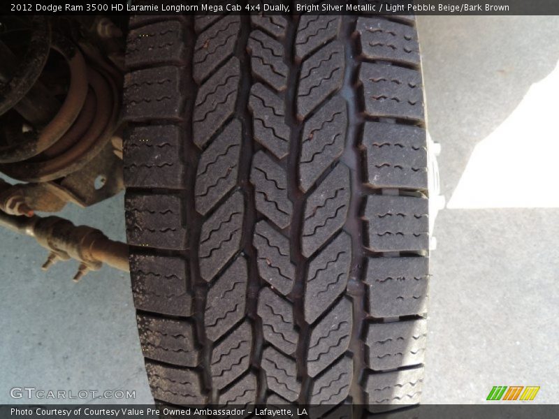 Bright Silver Metallic / Light Pebble Beige/Bark Brown 2012 Dodge Ram 3500 HD Laramie Longhorn Mega Cab 4x4 Dually