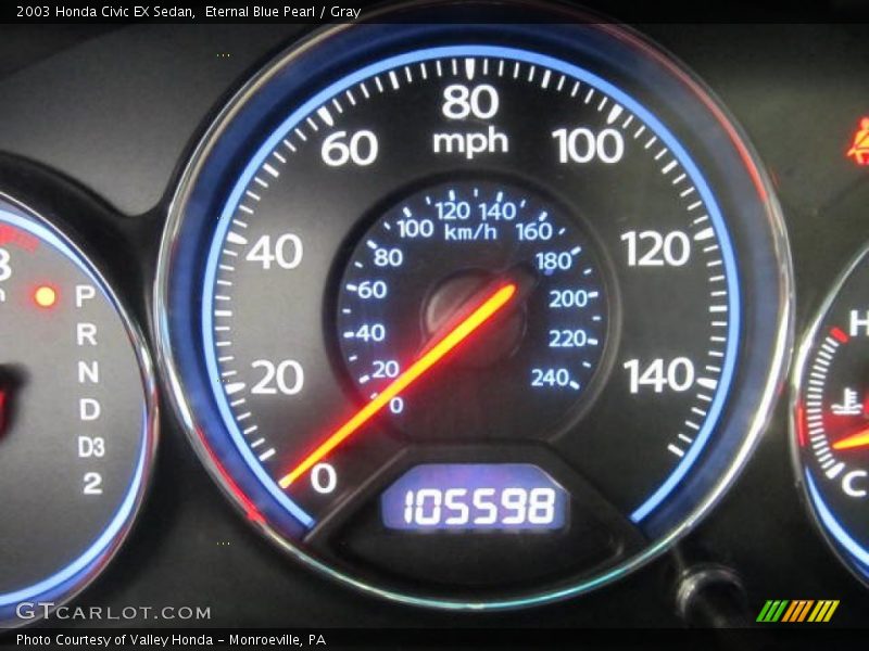 Eternal Blue Pearl / Gray 2003 Honda Civic EX Sedan