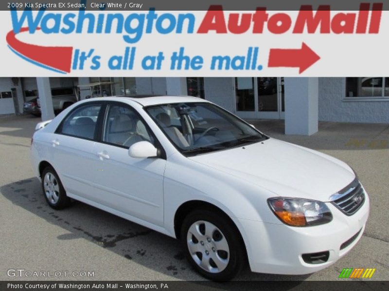 Clear White / Gray 2009 Kia Spectra EX Sedan