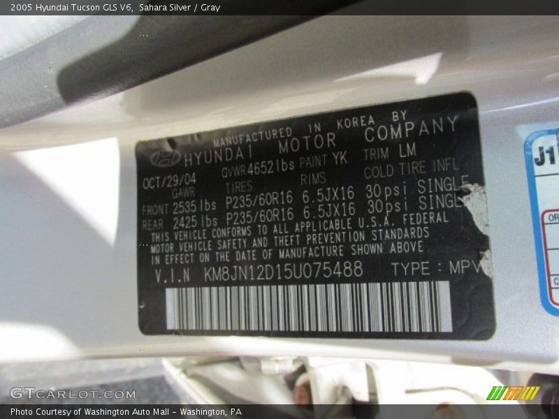 Sahara Silver / Gray 2005 Hyundai Tucson GLS V6