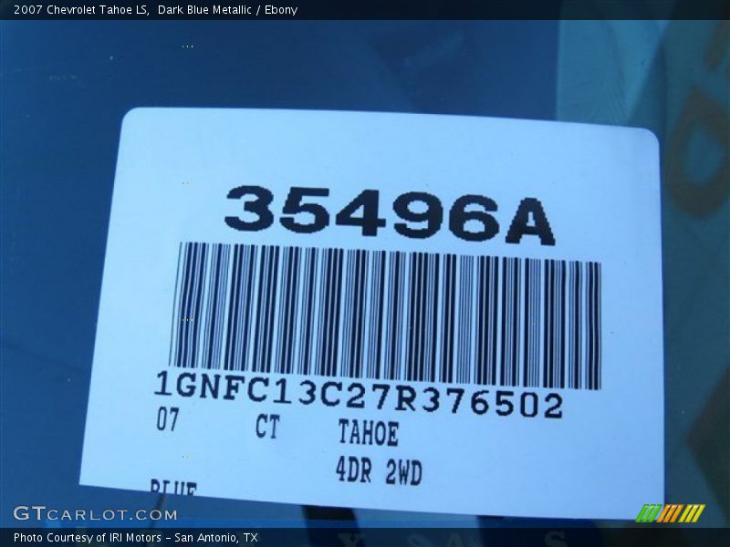 Dark Blue Metallic / Ebony 2007 Chevrolet Tahoe LS