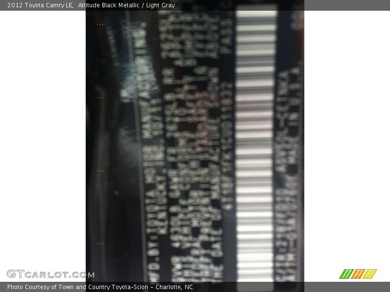 Attitude Black Metallic / Light Gray 2012 Toyota Camry LE