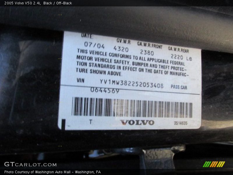 Black / Off-Black 2005 Volvo V50 2.4i