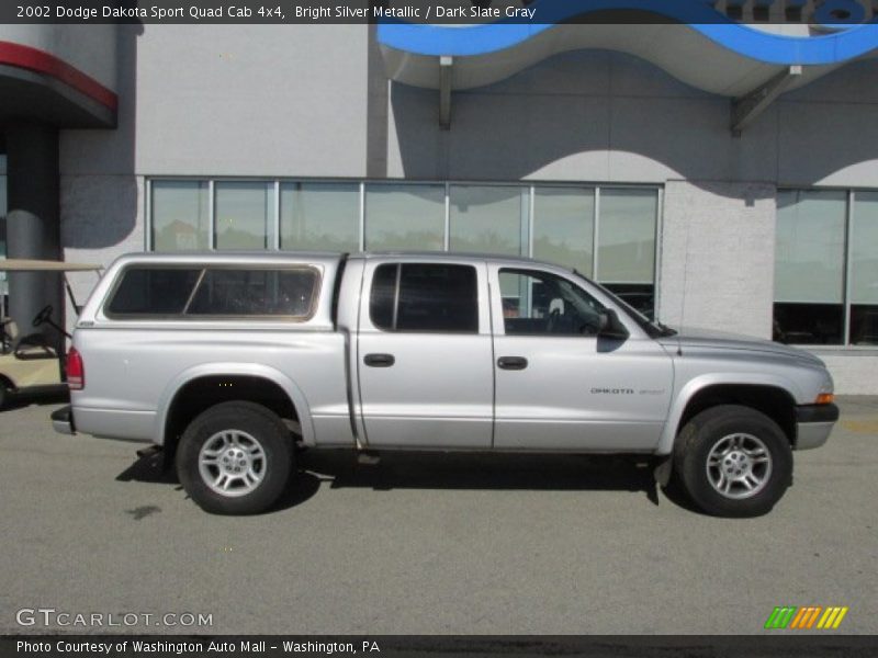Bright Silver Metallic / Dark Slate Gray 2002 Dodge Dakota Sport Quad Cab 4x4
