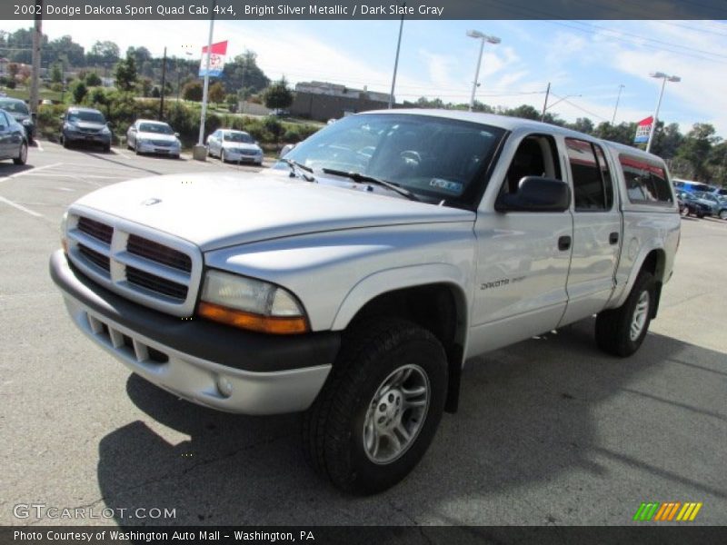 Bright Silver Metallic / Dark Slate Gray 2002 Dodge Dakota Sport Quad Cab 4x4