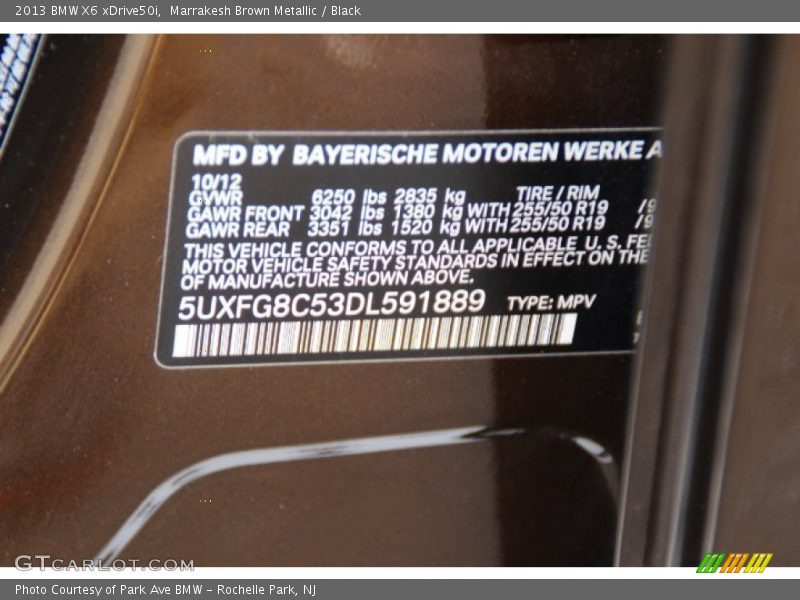 Marrakesh Brown Metallic / Black 2013 BMW X6 xDrive50i