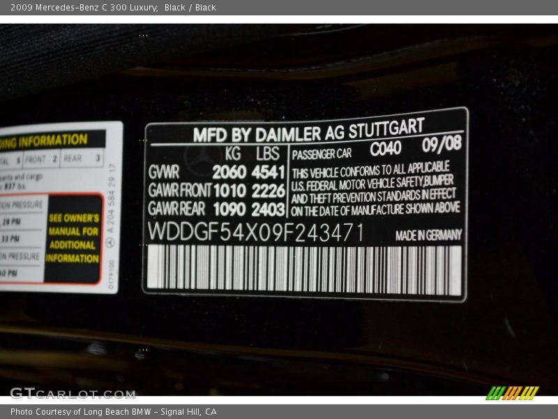 Black / Black 2009 Mercedes-Benz C 300 Luxury