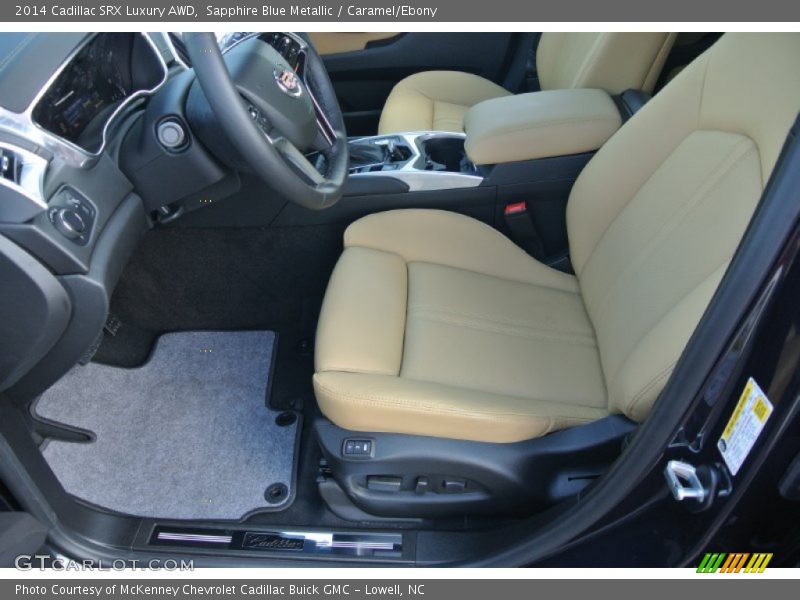 Sapphire Blue Metallic / Caramel/Ebony 2014 Cadillac SRX Luxury AWD