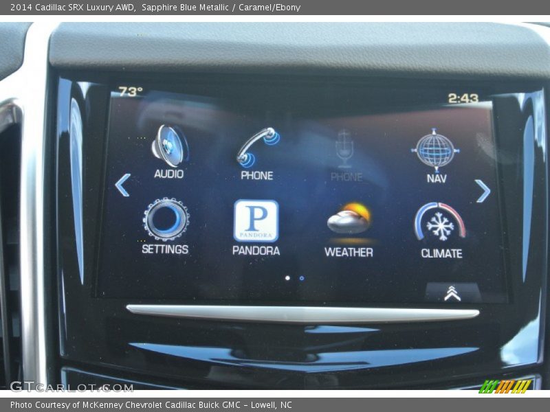 Sapphire Blue Metallic / Caramel/Ebony 2014 Cadillac SRX Luxury AWD