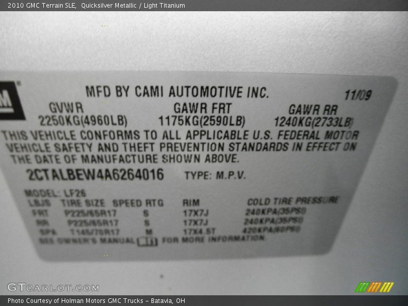 Quicksilver Metallic / Light Titanium 2010 GMC Terrain SLE