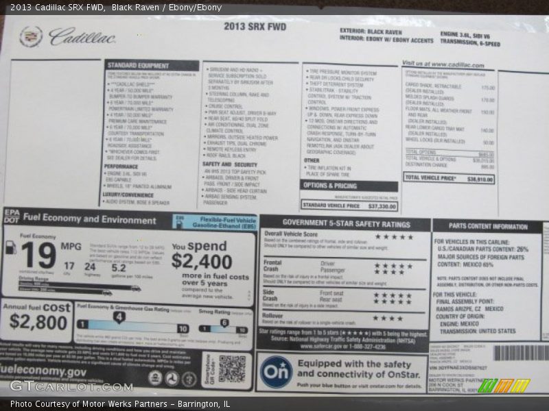 Black Raven / Ebony/Ebony 2013 Cadillac SRX FWD