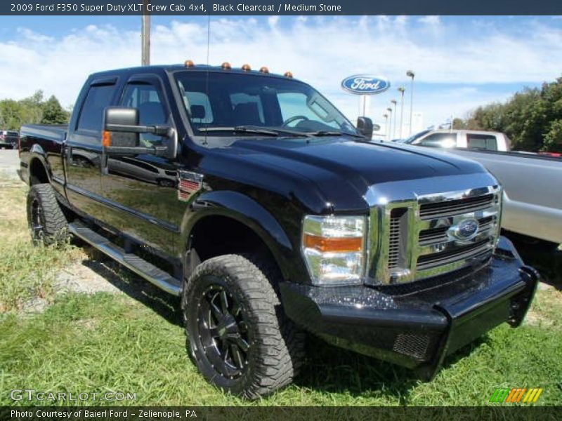 Black Clearcoat / Medium Stone 2009 Ford F350 Super Duty XLT Crew Cab 4x4