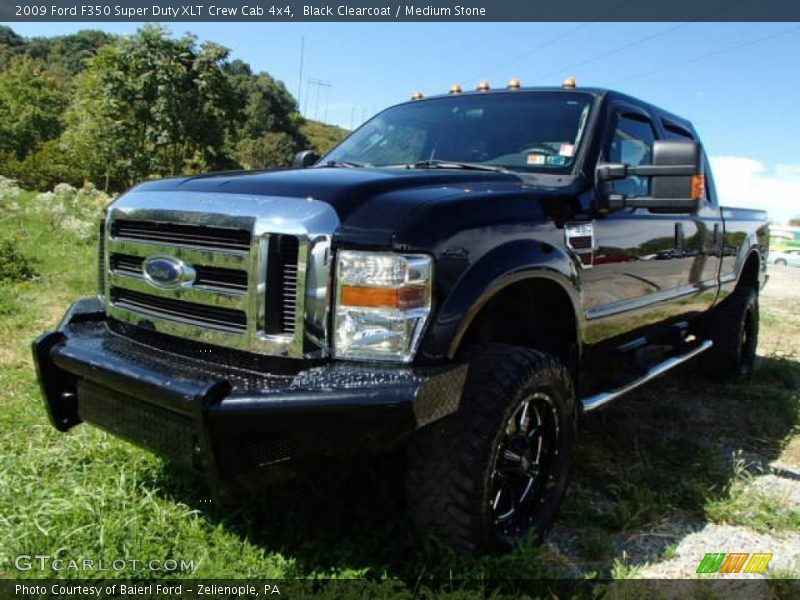 Black Clearcoat / Medium Stone 2009 Ford F350 Super Duty XLT Crew Cab 4x4