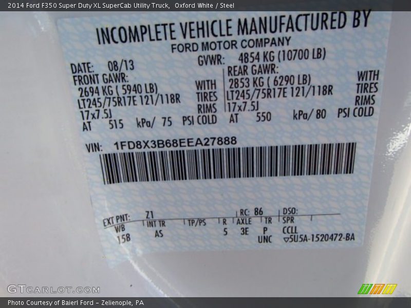 Oxford White / Steel 2014 Ford F350 Super Duty XL SuperCab Utility Truck