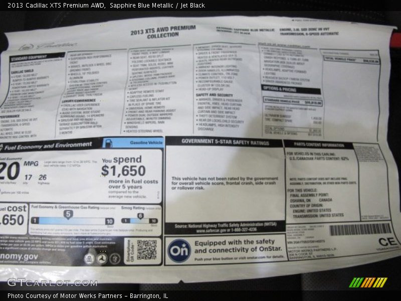  2013 XTS Premium AWD Window Sticker