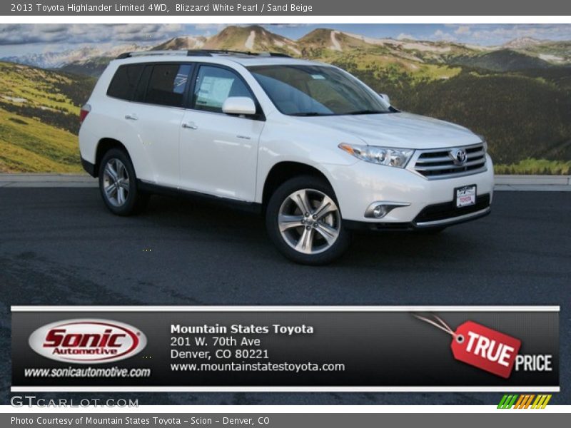 Blizzard White Pearl / Sand Beige 2013 Toyota Highlander Limited 4WD