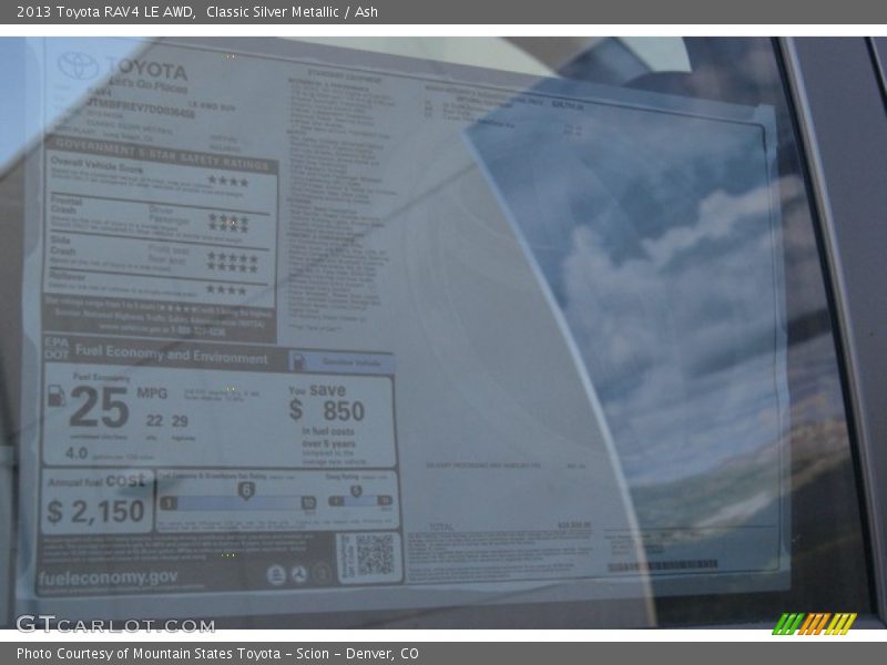 Classic Silver Metallic / Ash 2013 Toyota RAV4 LE AWD