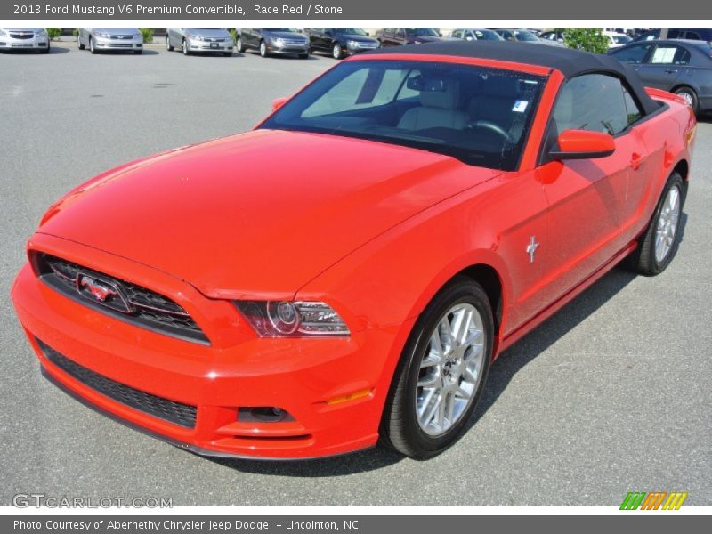 Race Red / Stone 2013 Ford Mustang V6 Premium Convertible