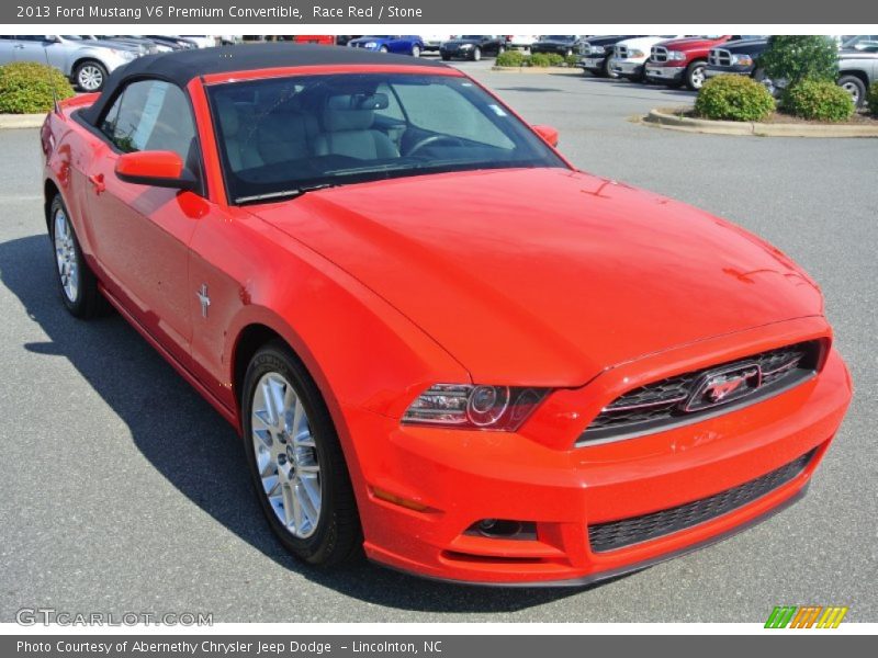 Race Red / Stone 2013 Ford Mustang V6 Premium Convertible