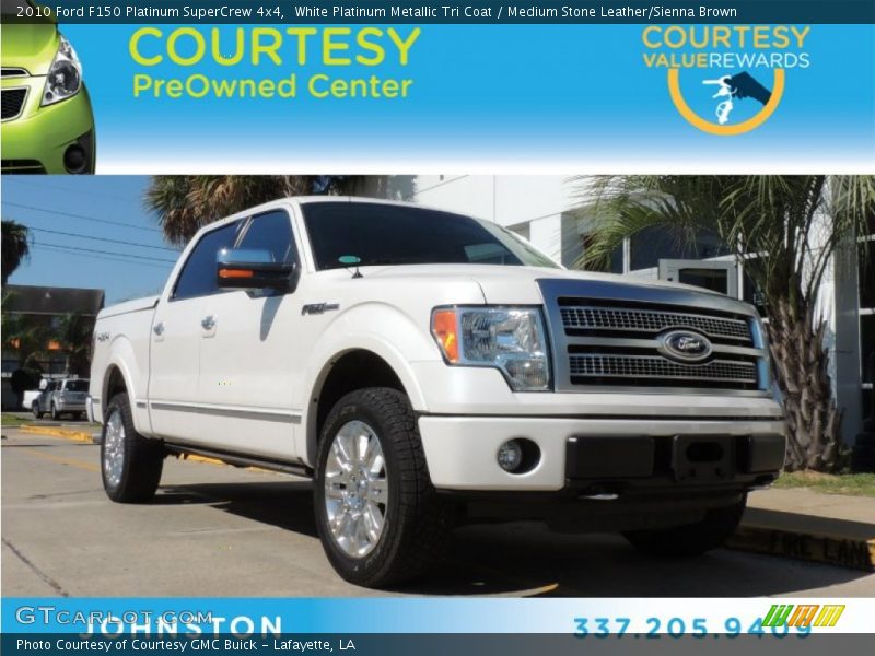 White Platinum Metallic Tri Coat / Medium Stone Leather/Sienna Brown 2010 Ford F150 Platinum SuperCrew 4x4