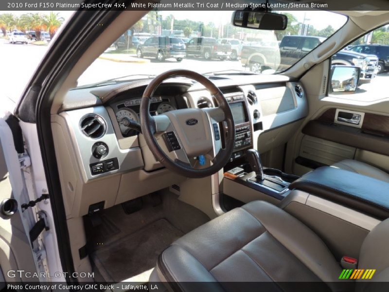 White Platinum Metallic Tri Coat / Medium Stone Leather/Sienna Brown 2010 Ford F150 Platinum SuperCrew 4x4