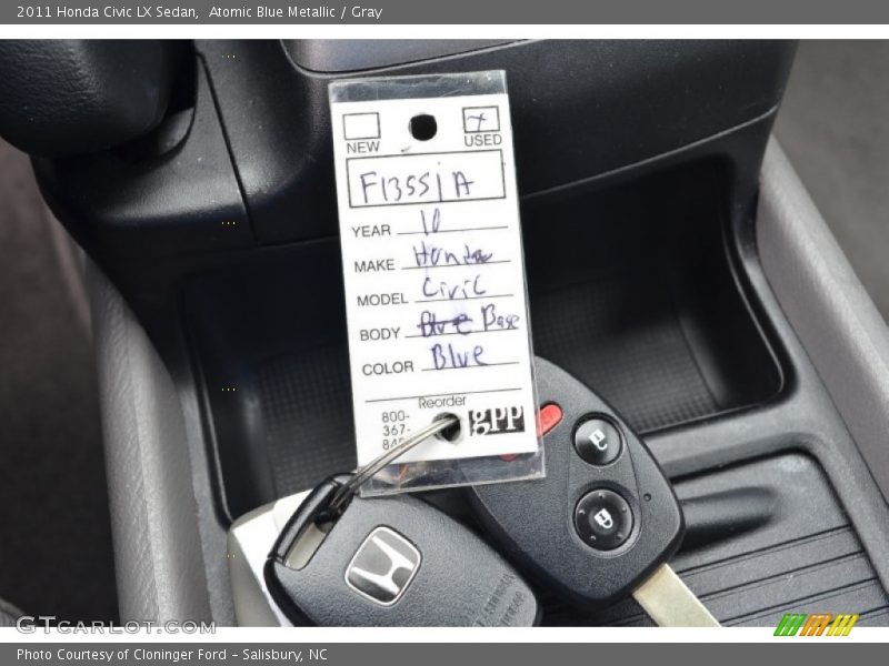 Atomic Blue Metallic / Gray 2011 Honda Civic LX Sedan