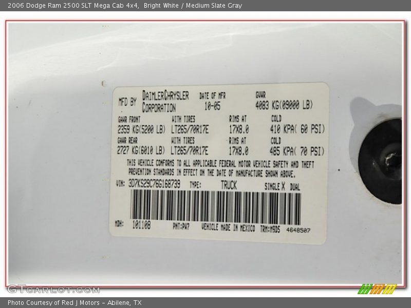 Bright White / Medium Slate Gray 2006 Dodge Ram 2500 SLT Mega Cab 4x4