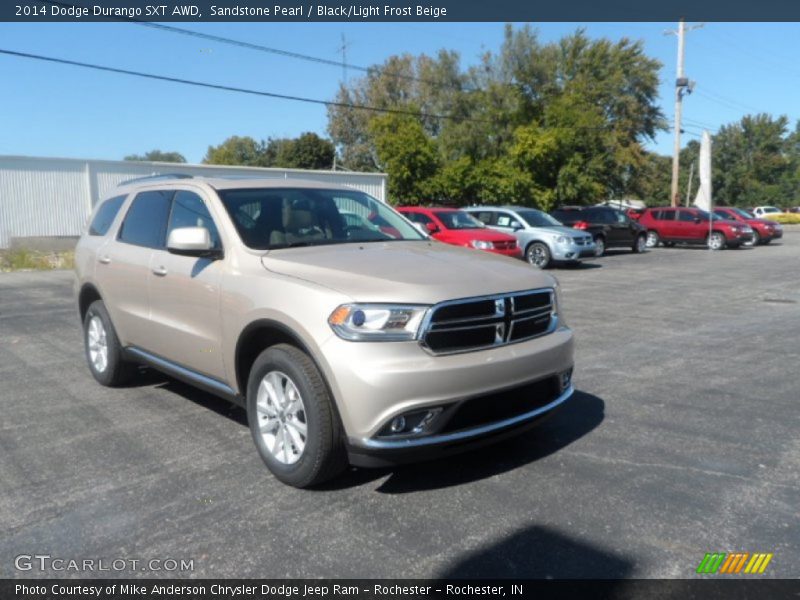 Sandstone Pearl / Black/Light Frost Beige 2014 Dodge Durango SXT AWD