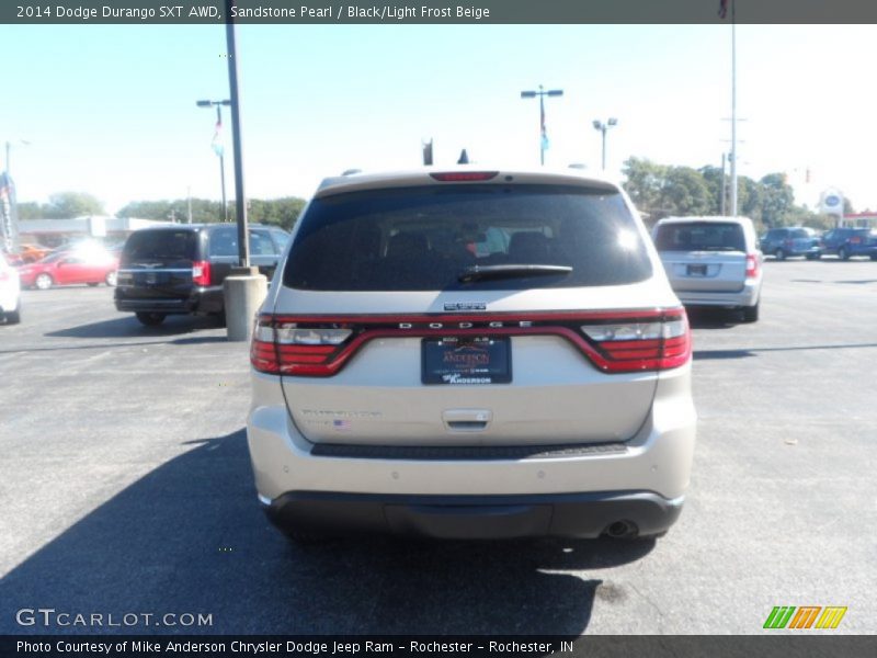 Sandstone Pearl / Black/Light Frost Beige 2014 Dodge Durango SXT AWD