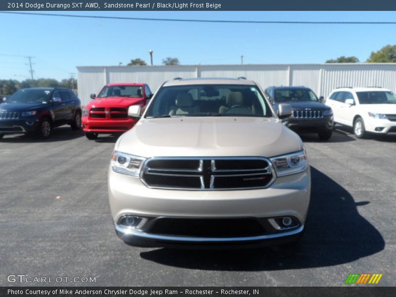 Sandstone Pearl / Black/Light Frost Beige 2014 Dodge Durango SXT AWD