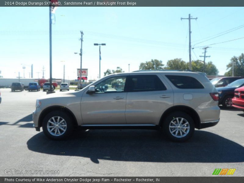 Sandstone Pearl / Black/Light Frost Beige 2014 Dodge Durango SXT AWD
