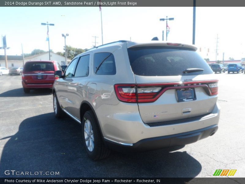 Sandstone Pearl / Black/Light Frost Beige 2014 Dodge Durango SXT AWD